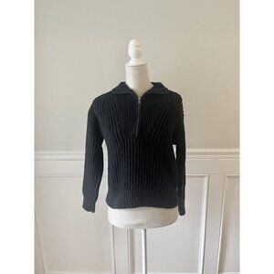 Gap XS Petite Black Chunky Knit Half-Zip Sweater